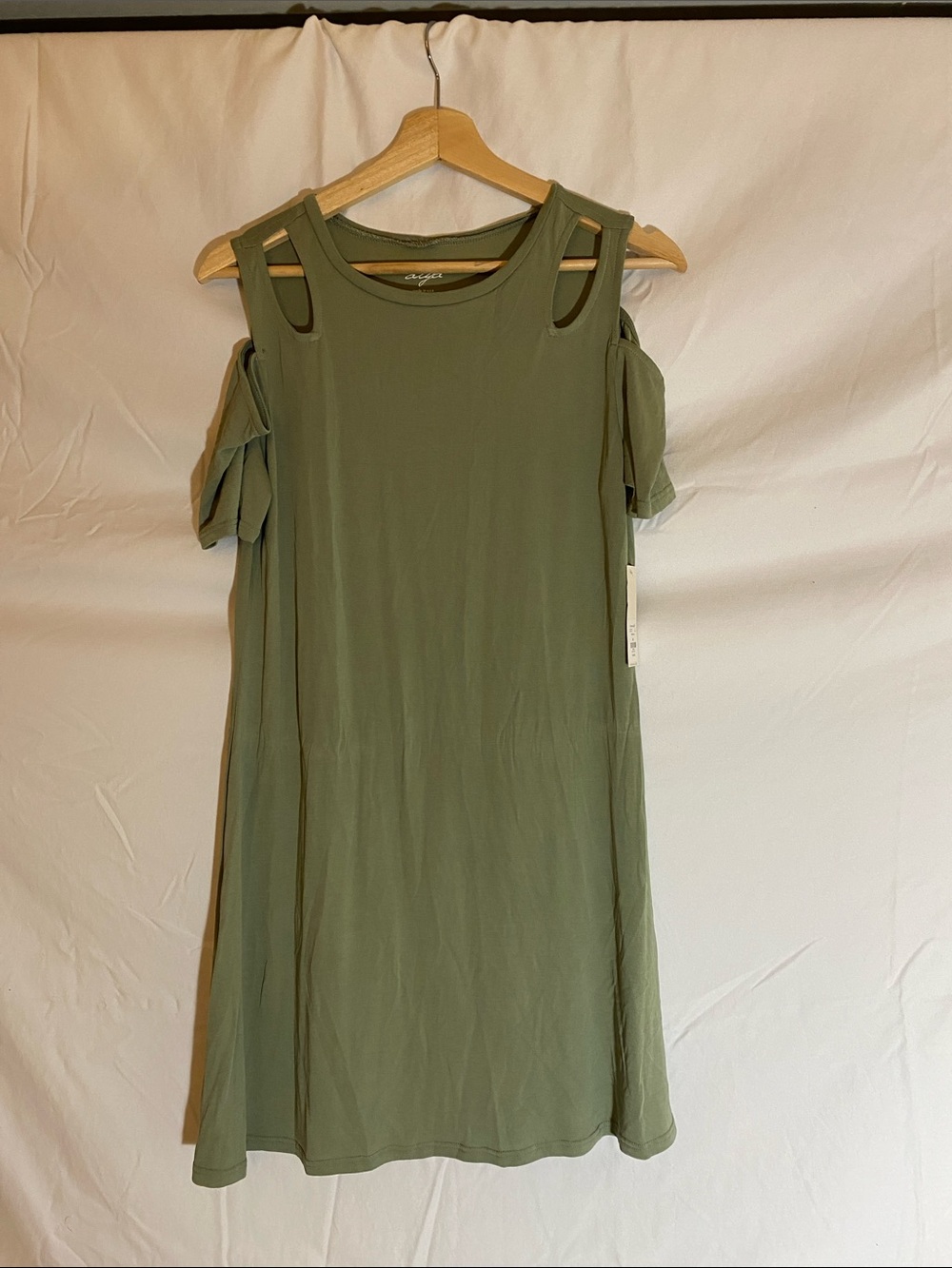 Francesca’s Alya Olive Green Cold -Shoulder Dress